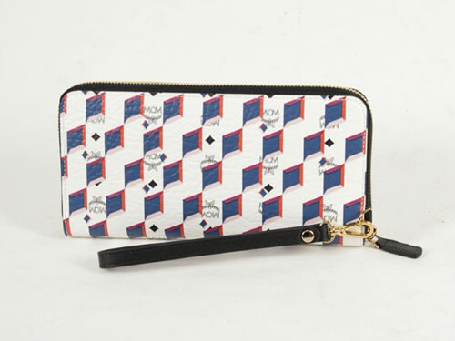 エムシーエム スーパーコピー【MCM】財布 長財布 MYL5SVC31 WT001　DIAMOND PRINTラウンド長財布 レディース ホワイト/ブルー