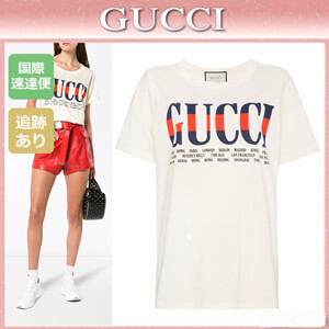 18SS【グッチスーパーコピー】ロゴプリント コットン 半袖Tシャツ