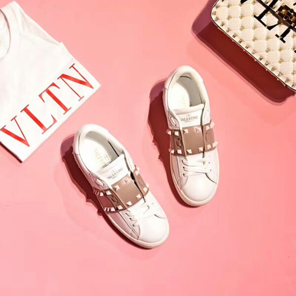 【大人気】VALENTINO ピンクバンド レザー オープンスニーカー