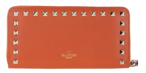 18SS VALENTINO ヴァレンティノスーパーコピー ロックスタッド長財布 オレンジ MW2P0645BOLO21