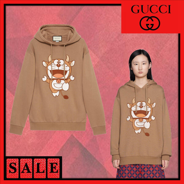 (^▽^)/☆【DORAEMON X グッチ】フード付きスウェットシャツ 615061 XJDIO 2597