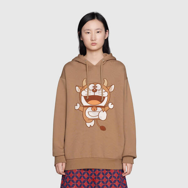 (^▽^)/☆【DORAEMON X グッチ】フード付きスウェットシャツ 615061 XJDIO 2597