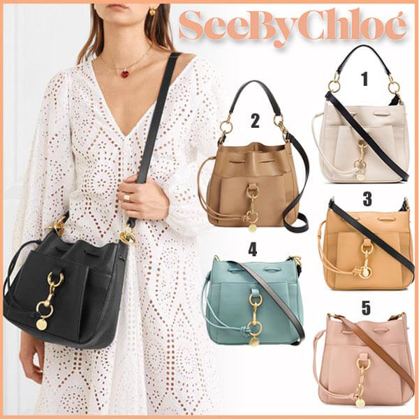 SEE BY CHLOE★Tony Mediumレザーバケットバッグ偽物★CHS19USA06565