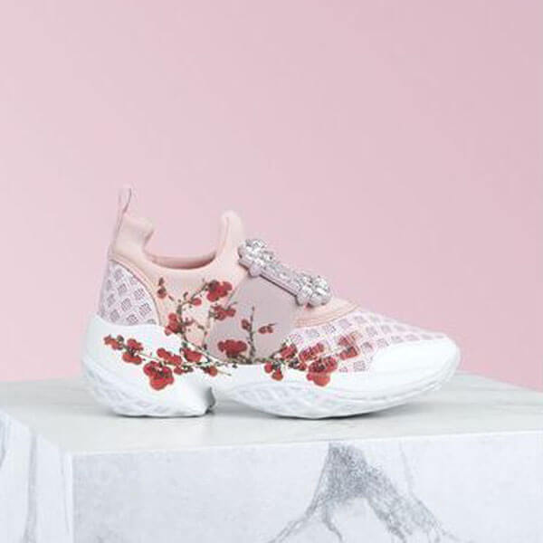 Roger Vivier 偽物 クリスタルバックル付き 花柄 Viv Run スニーカー 21030921