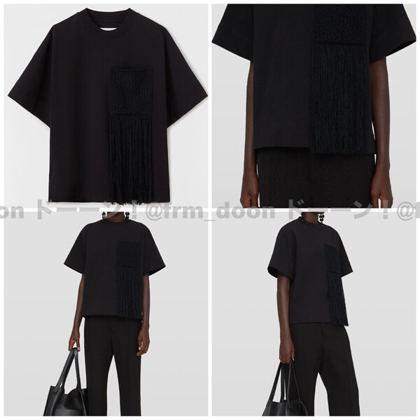 【Jil Sander】20/21AW パネルポケット フリンジ付き Tシャツ 偽物JSPS707051 WS248508