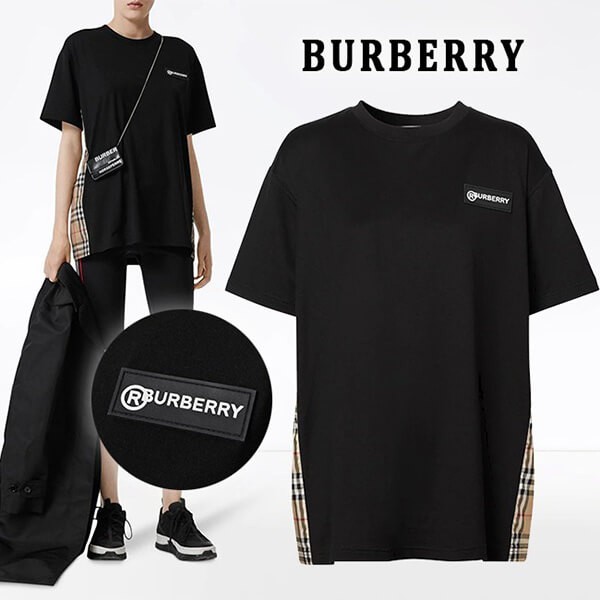 関税負担なし☆バーバリー コットン オーバーサイズTシャツ 8024545-CARRICKA1189