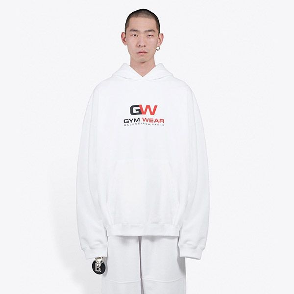 【バレンシアガ パーカー 】GYM WEAR ロゴ偽物★フーディ スウェット ブラック ホワイト