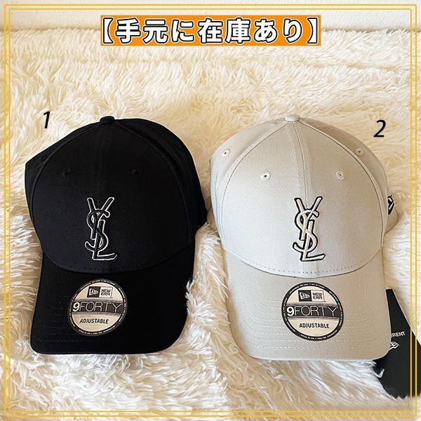【話題商品!】サンローラン×ニューエラ 偽物☆モノグラムキャップ帽☆YSLキャップ★2色 687687YCL361000